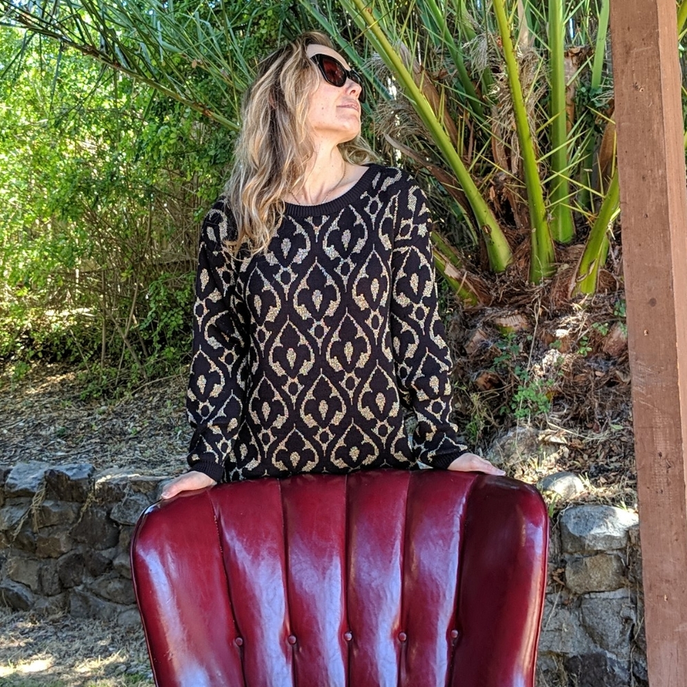 VTG Pierre Cardin Metallic Knit Sweater Gold M